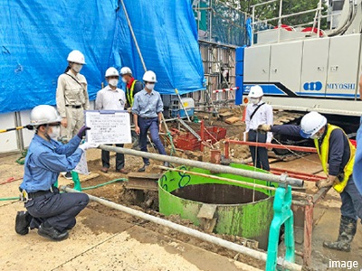 杭の施工状況を確認｜ザ・パークハウス浜田山季の杜